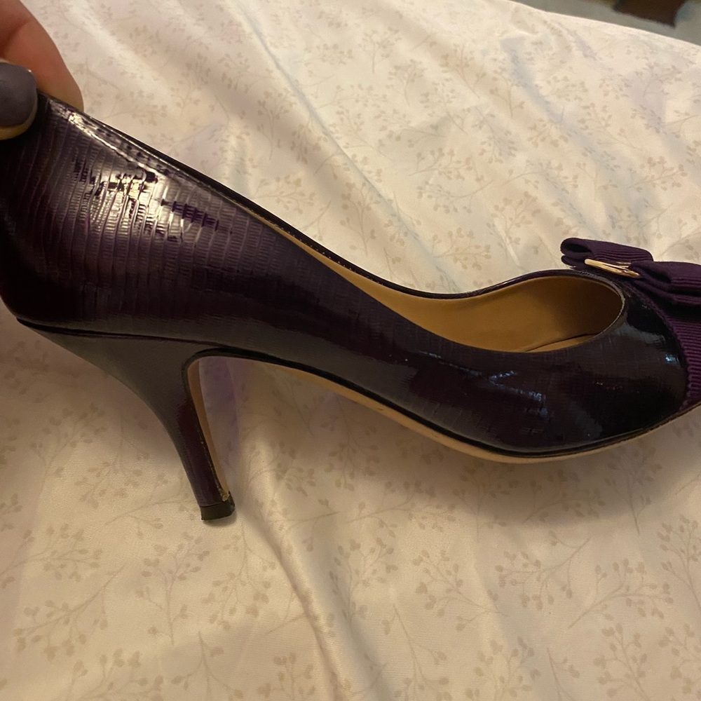 Salvatore Ferragamo Purple Mid-heel Peep Toe Pump - Picture 8 of 10